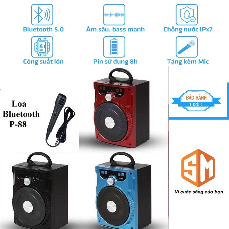 Loa Kẹo Kéo Bluetooth P88 KIOMIC Tặng Micro Hát Karaoke Cực Hay-Loa Bluetooth