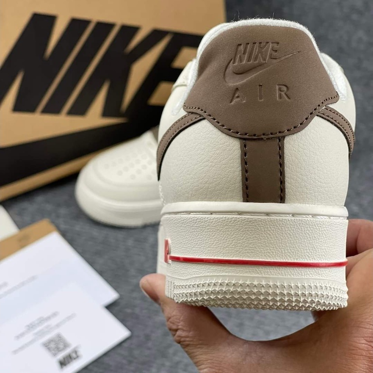 Giày Air Force 1 Low Premium White Brown,[FULL BILL+BOX] Giày AF1 Vệt Nâu Trắng Nam Nữ Hot Trend