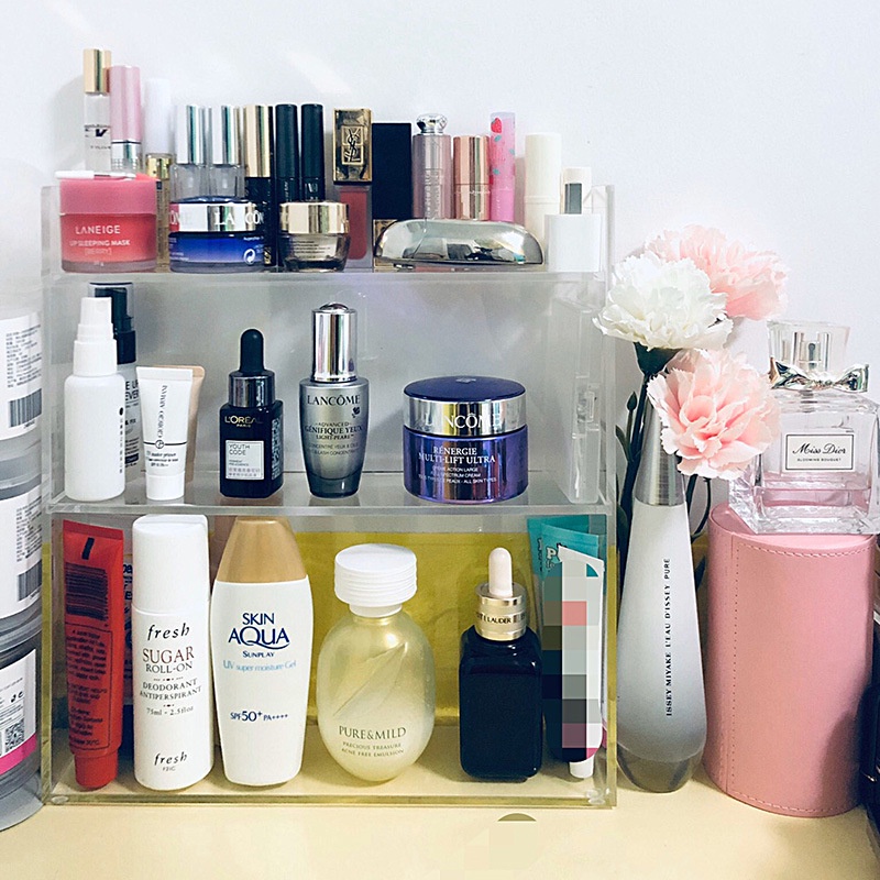 Kệ lưu trữ mỹ phẩm trong suốt làm bằng acrylic hiện đại, sang trọng