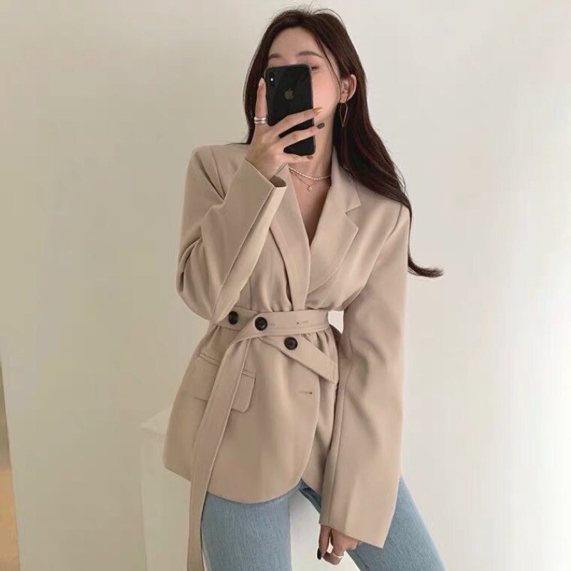 Áo khoác blazer nữ kèm 2 belt -  Áo khoác nữ Hàn Quốc  đẹp | BigBuy360 - bigbuy360.vn