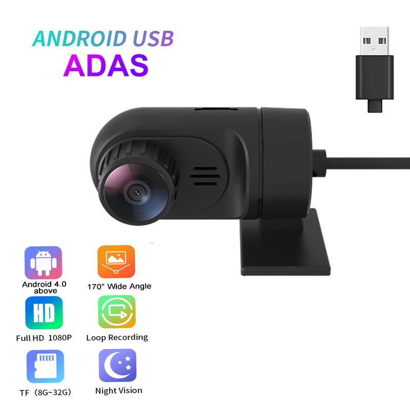 Camera Hành Trình Cho Xe Hơi Hỗ Trợ Tầm Nhìn Ban Đêm Kết Nối USB Android Adas 1080P