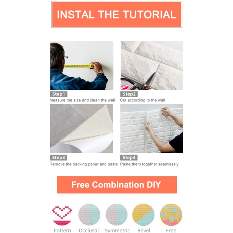 Giấy dán tường họa tiết gạch 3D chống thấm nước trang trí phòng cho bé