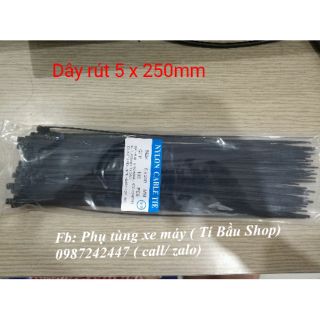 DÂY RÚT NHỰA ĐEN 5 x 250mm ( 1 bịch)