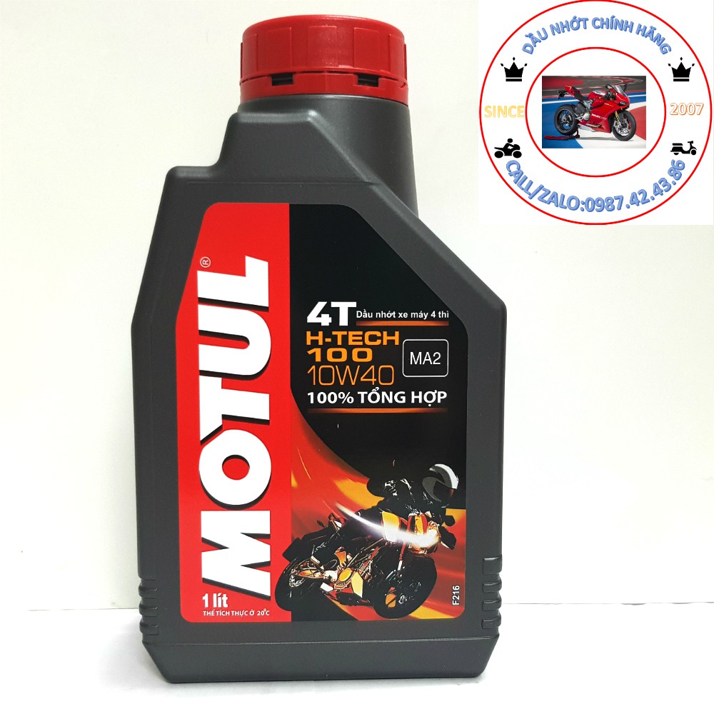 Nhớt MOTUL H-Tech 100 4T 10W40 (100% Tổng Hợp - Mô Tô PKL)