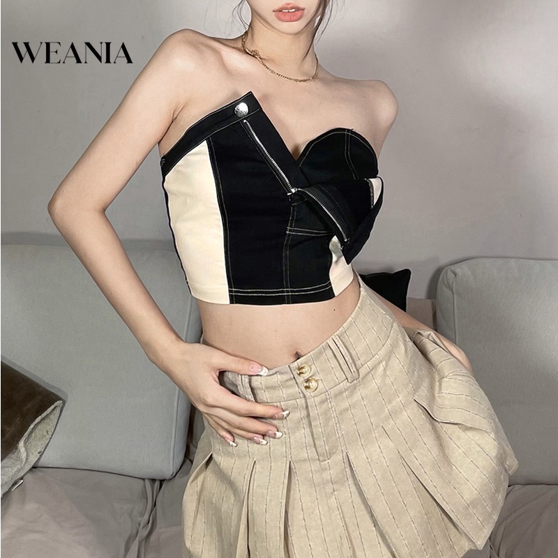 Áo ống WEANIA phối khóa kéo thời trang dành cho nữ