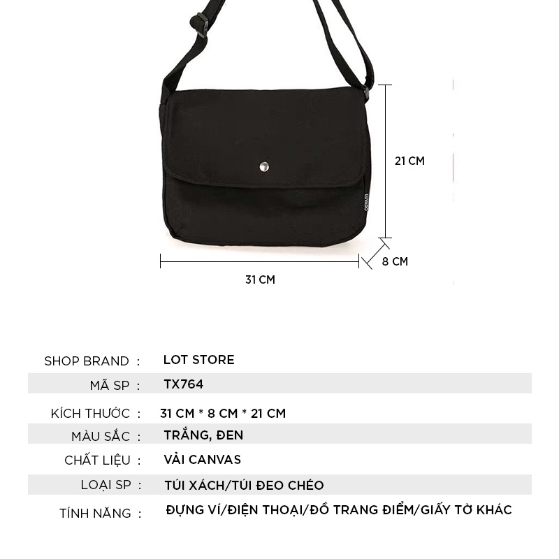 Túi vải thời trang canvas tote đựng đồ quần áo thời trang LOT STORE TX764