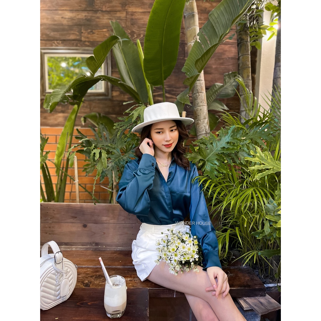 Áo WONDER HOUSE sơ mi basic tay bồng