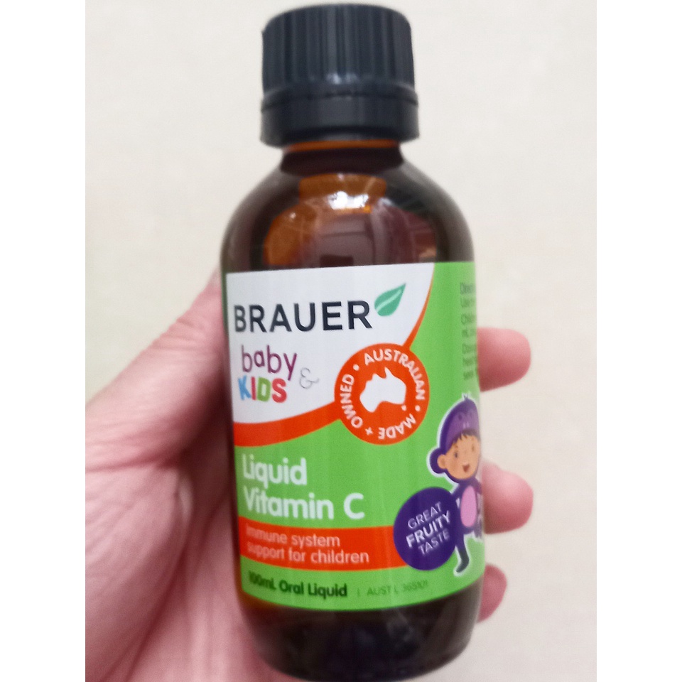 Brauer liquid vitamin C chai 100ml (Nhập khẩu chính hãng Úc). Bổ sung vitamine C giúp tăng đề kháng cho bé