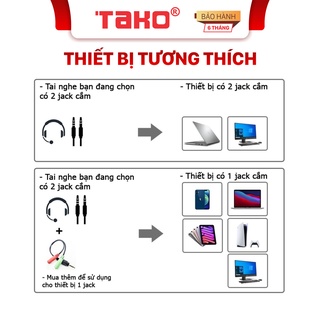 Tai nghe Beauty chụp tai chơi game có mic, có dây. Chính hãng Tako, BH 6 tháng