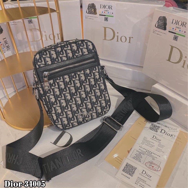[Full Box] Túi Chéo Nam Nữ Vải Dệt Vân Chữ Quai Dập Vân Chìm