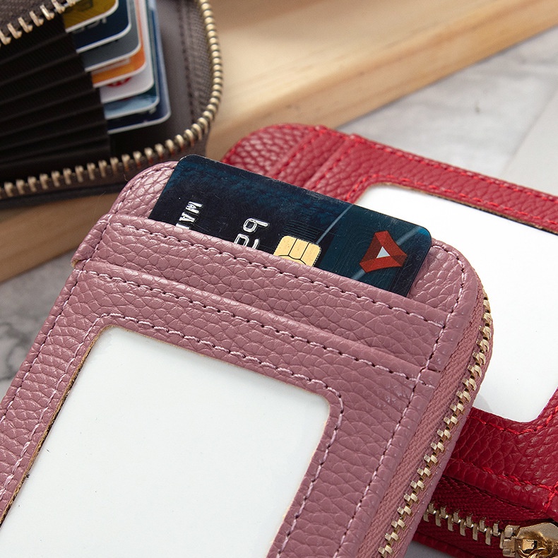 Ví da nhỏ gọn nhiều ngăn đựng thẻ và tiền xu cho nữ