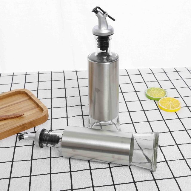 [ MUA 1 TẶNG 1] Bình thủy tinh đựng gia vị 🍶dầu ăn, nước tương,nước mắm bọc inox cao cấp 300ML sang trọng, tiện lợi