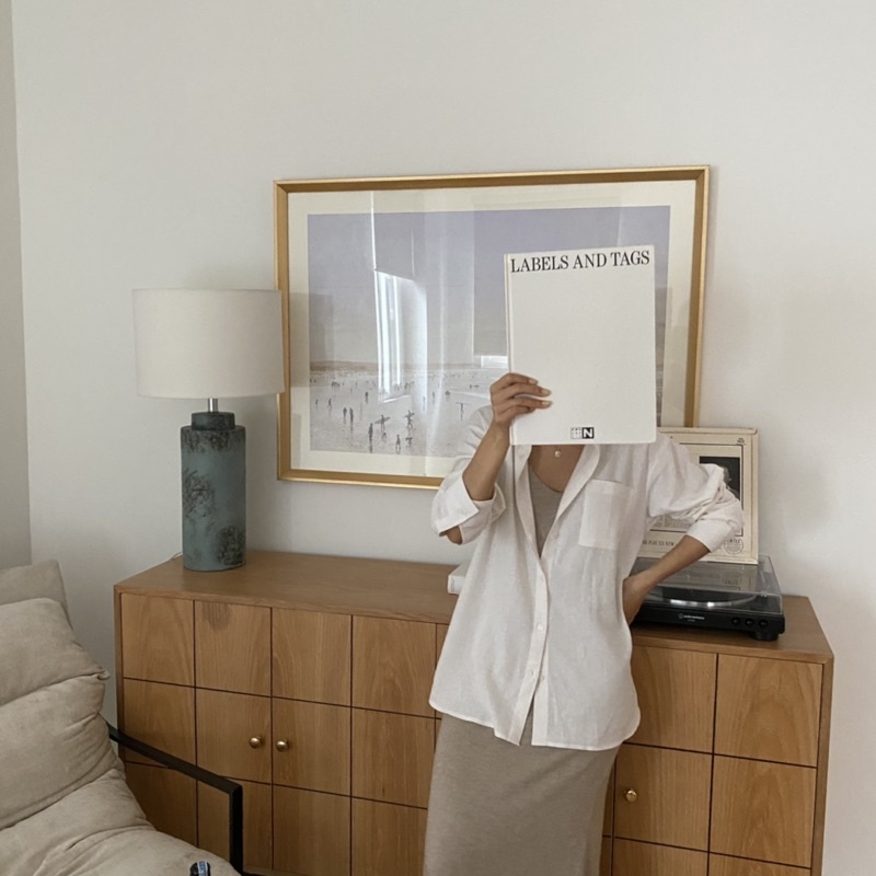 Áo Sơ Mi Dài Tay Chất Liệu Linen Màu Trắng dành cho Nữ Heebyohi