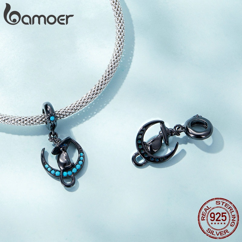 Mặt xỏ BAMOER bằng bạc 925 hình mèo phù thủy