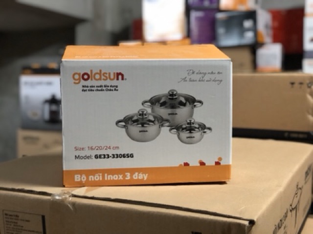 Bộ 3 nồi inox 3 đáy Goldsun GE33-3306SG