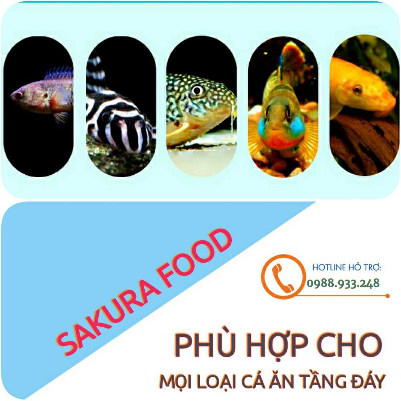 Cám Sakura- Tiêu chuẩn Nhật Bản dành cá Vàng, cá 7 màu Túi 400g