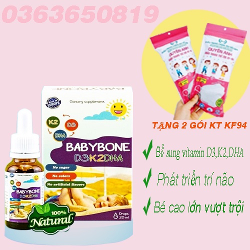 Babybone D3K2DHA bổ sung vitamin d3 k2, dha giúp bé phát triển toàn diện