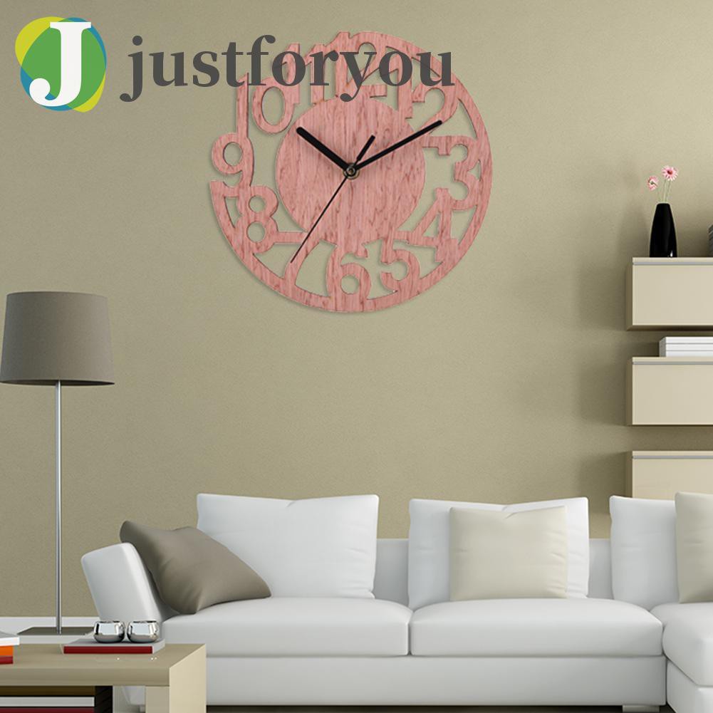 Justforyou2 Round Wall Clock Wood Clocks Home Decorative Watch for Living Room Bedroom