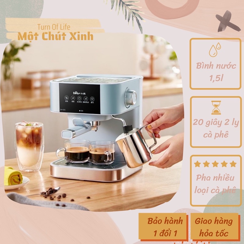 Máy pha cà phê mini Espresso Bear KFJ-A15L1 (CF-B15V1), máy ép pha chế cafe , bảo hành 18 tháng