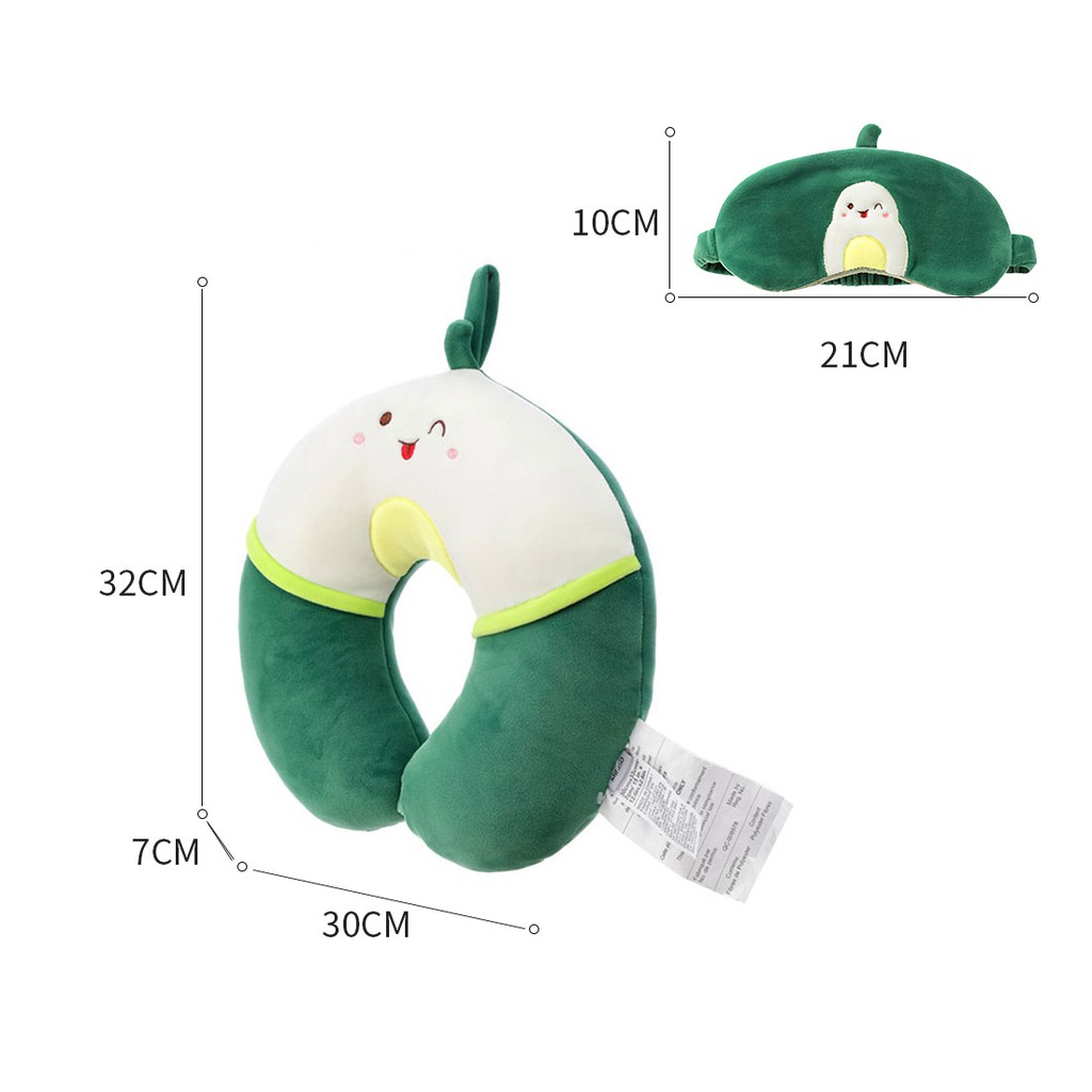 Gối kê cổ và bịt mắt Miniso Fruit Series Eye Patch hình chữ U (Xanh)