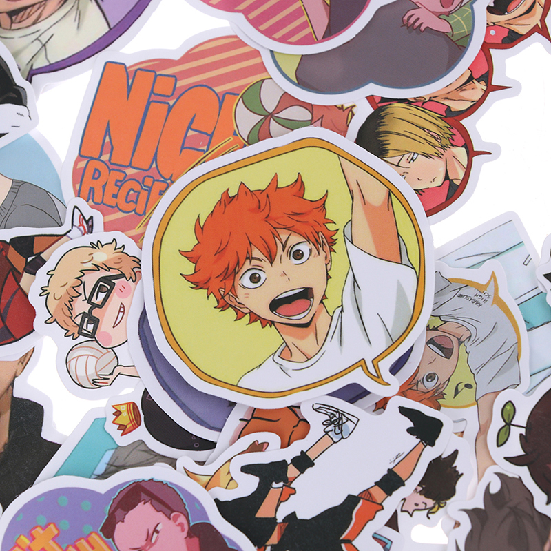 Bộ 50 Miếng Dán Pvc Chống Thấm Nước Hình Anime Haikyu