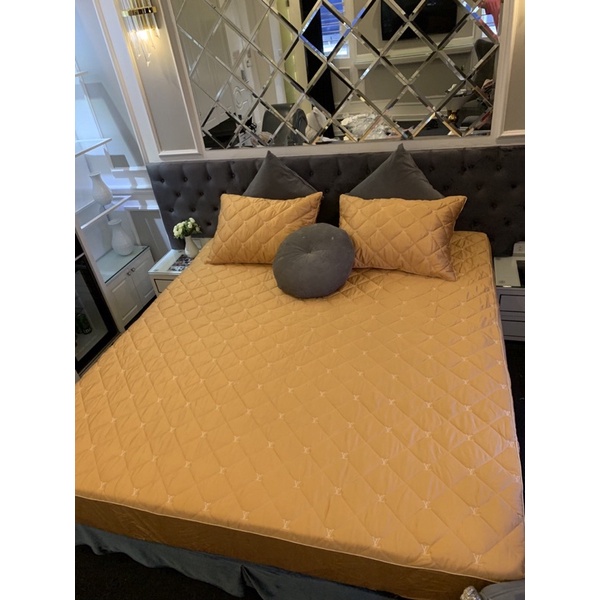 Bộ ga trần LV Lụa sateen cao cấp - Set ga gối 3 món lụa mát hè thu ( thoải mái với đệm chân cao dưới 30cm) MỚI