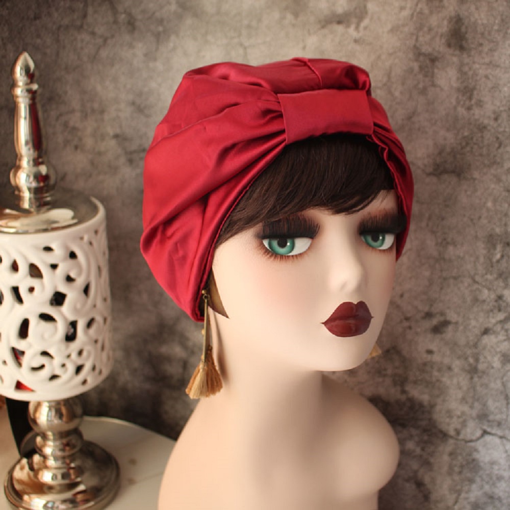 Khăn trùm đầu bằng vải lụa satin hai lớp thời trang cho nữ