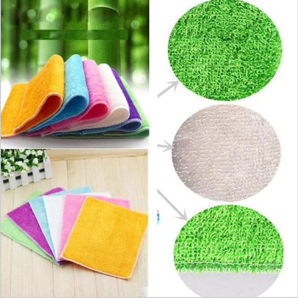 JUNE 9.75 &quot;x 9.75&quot; Random Color New Bamboo Cloth Anti-Grease Fabric Cleaning Towel Multi-purpose High Efficiency Kitchen Linen-free Wiping  Rags