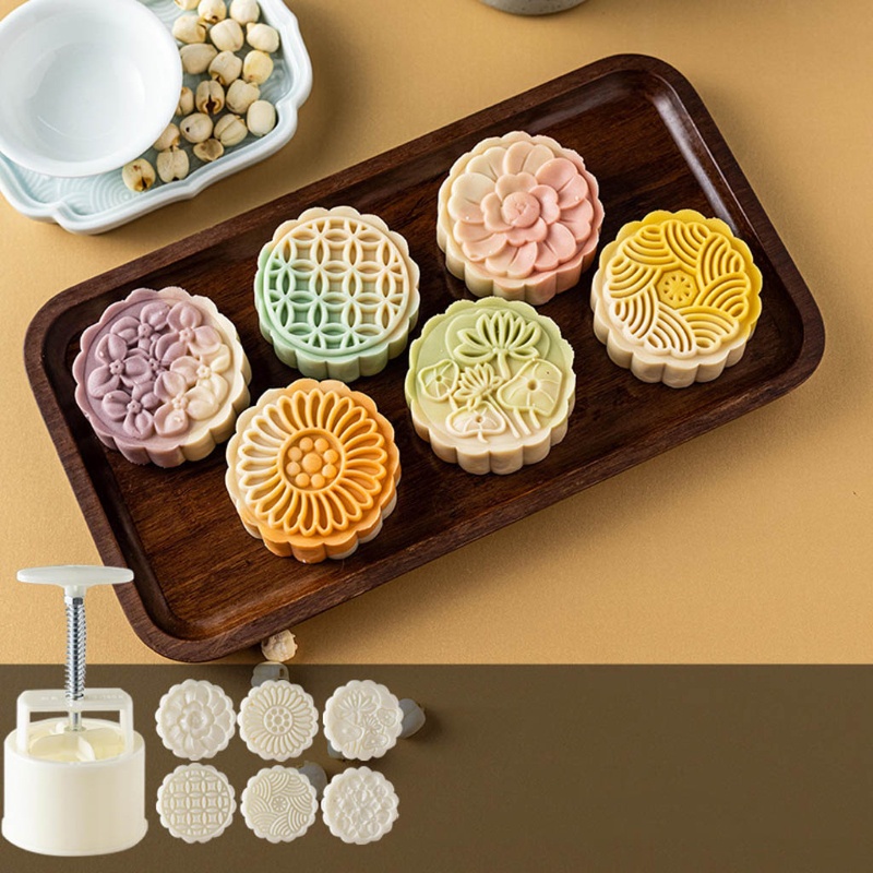 Bộ dụng cụ ép + khuôn bánh trung thu hình bông hoa