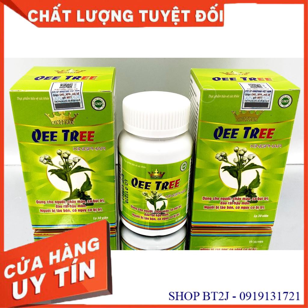 Qee Tree Kingphar - Cho Người Chảy Máu Sa Búi Trĩ Đau Rát Hậu Môn, Táo Bón Có Nguy Cơ Bị Trĩ - Lọ 30 Viên