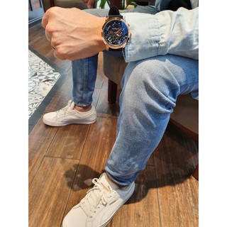 Đồng Hồ Nam MontBlan MBDN03 , Dây Da Màu Nâu/Xám , Size 44mm