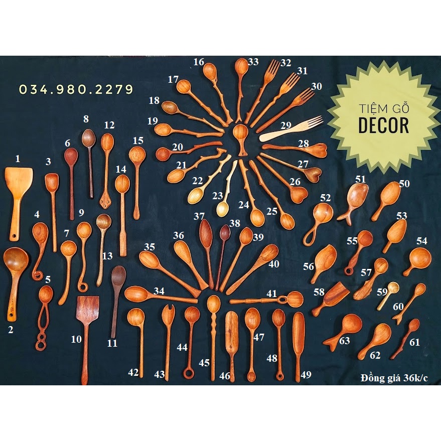 Các mẫu Muỗng gỗ thìa gỗ decor đẹp