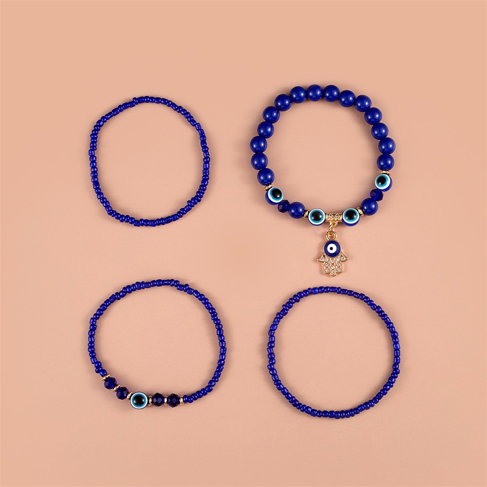 Blue Devil Eye Beaded Rainbow Bracelet
