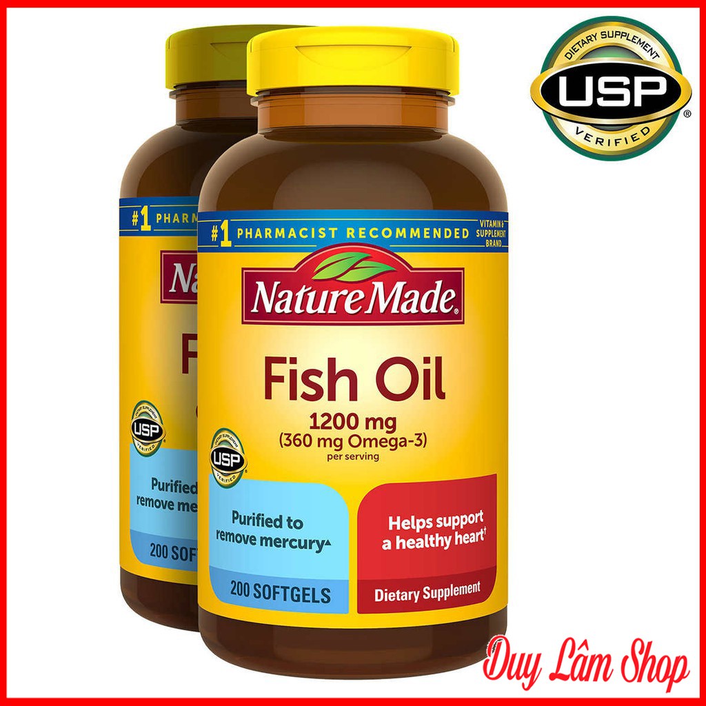 Dầu Cá Omega 3 Nature Made Fish Oil 1200mg Mỹ 200 viên