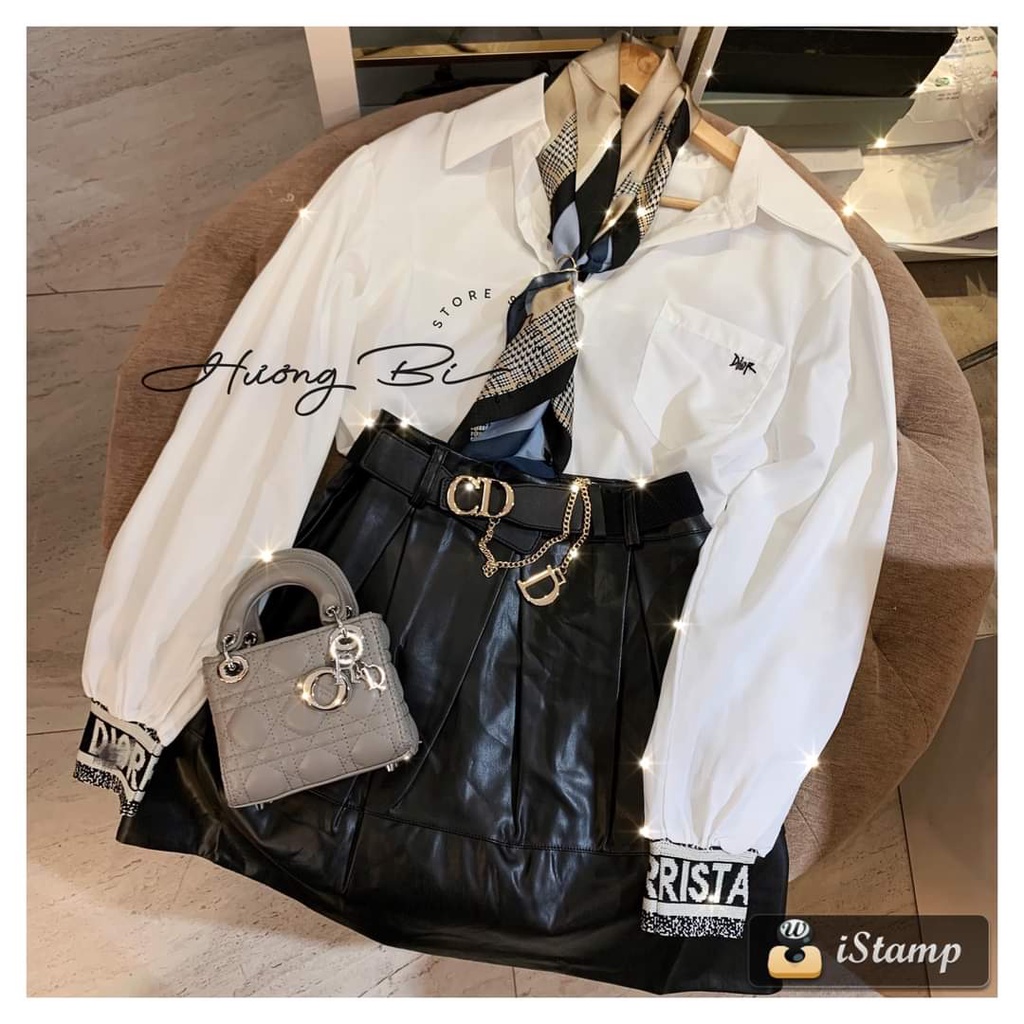 [Mã FAMARAL1 giảm 10K đơn 50K] ÁO SƠ MI TRĂNG THÊU TÚI BO TAY DIO