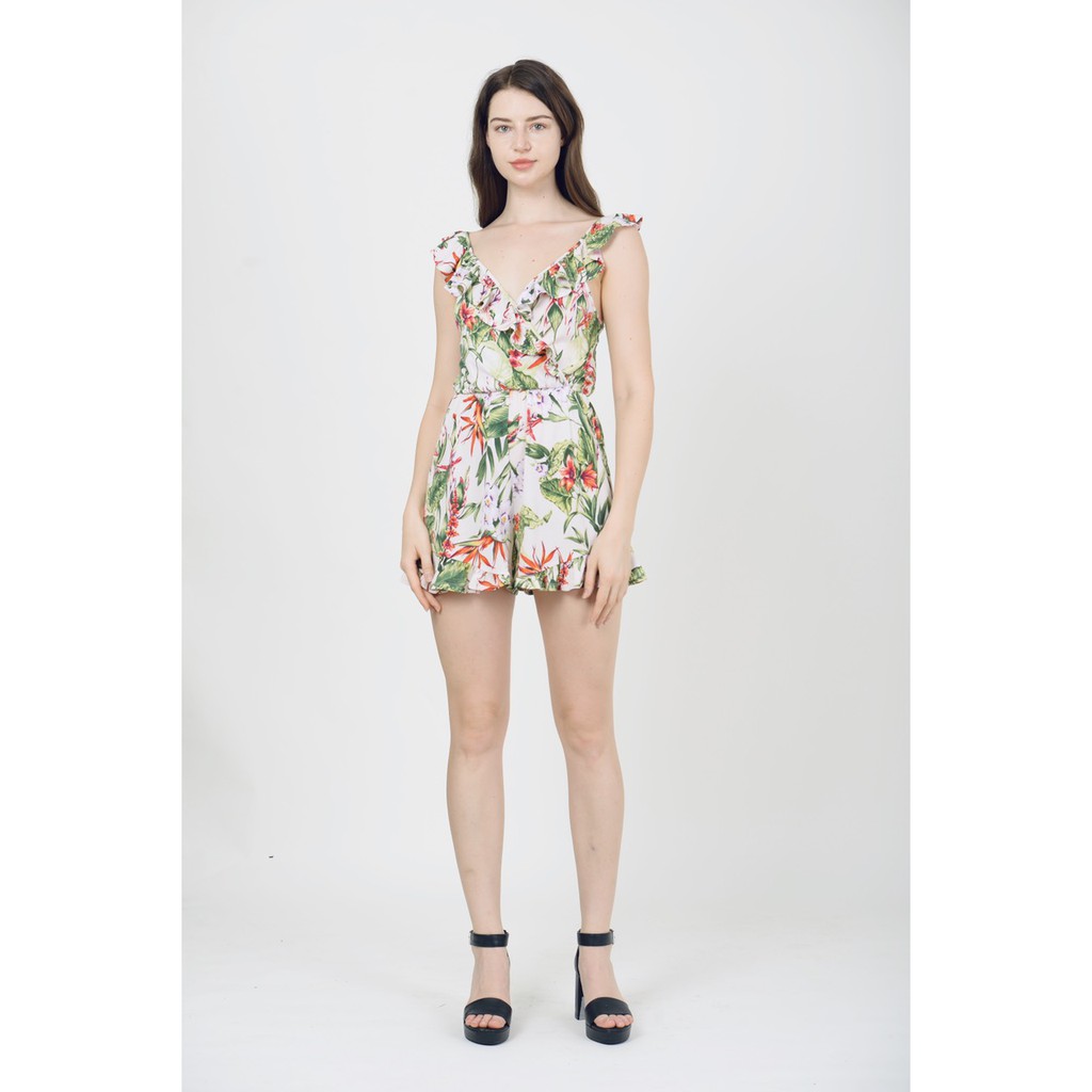 Jumpsuit dây viền bèo BCBG Kami