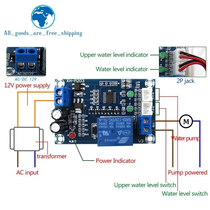 Mô Đun Công Tắc Điều Khiển Mực Nước Tự Động Xh-M203 Ac / Dc 12v