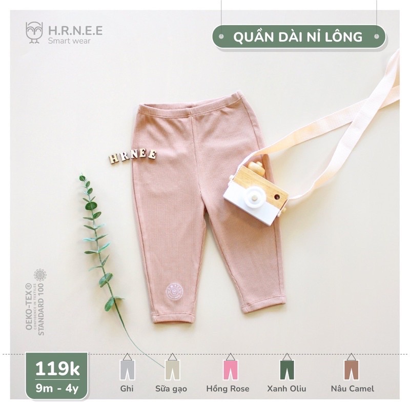 {Nhùn nhùn} Quần rời dài nỉ lông ấm Hrnee cho bé trai bé gái thời trang thu đông ấm áp cho bé