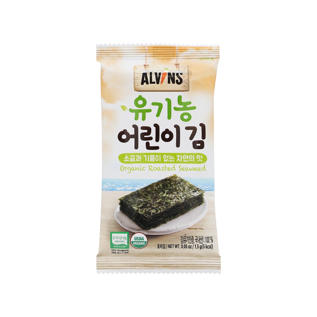 Rong biển hữu cơ cho bé Alvins Organic Roasted Seaweed 15g