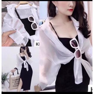 Áo sơ mi voan cột nơ u02411