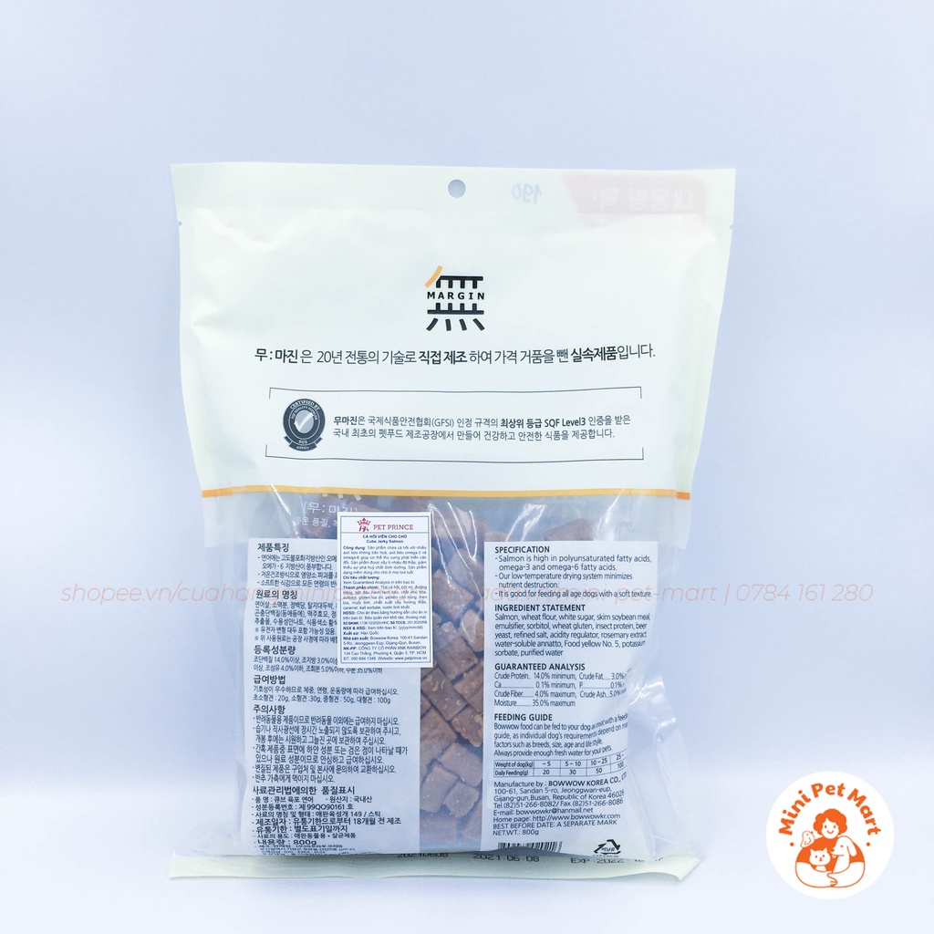 Cá hồi viên cho chó BOWWOW 800g - bánh xương, snack, bánh thưởng, xương gặm cho chó