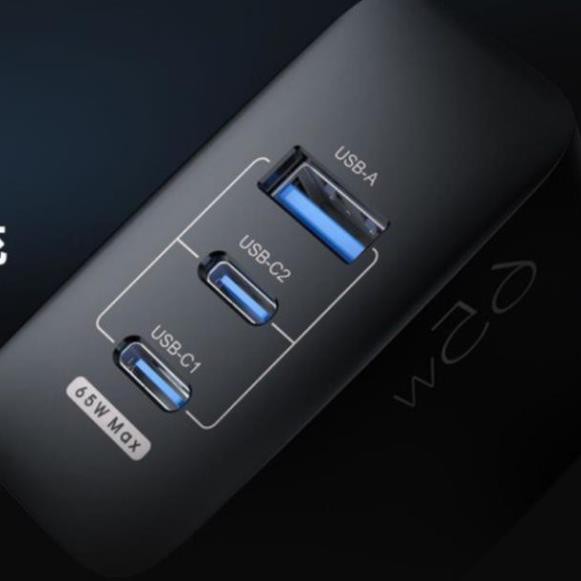 Củ sạc siêu nhanh 65W Remax RP-U59 cổng USB, cổng Type-C Hỗ trợ, QC 3.0, PD 3.0 cho điện thoại, macbook, ip