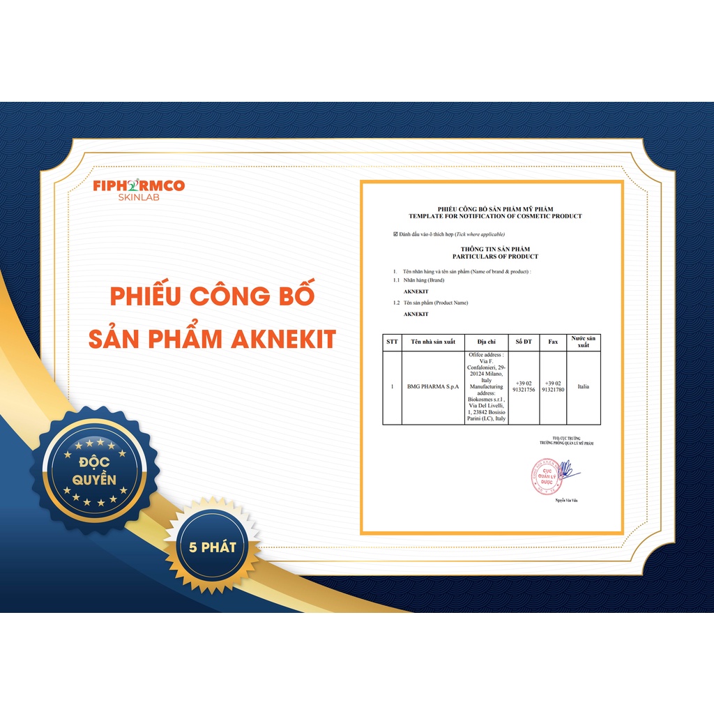 Sữa rửa mặt AKNEKIT từ Ý cho da nhờn mụn, mờ sẹo giảm thâm, làm sạch sâu và giữ ẩm với BHA, AHA và Urea Peroxide
