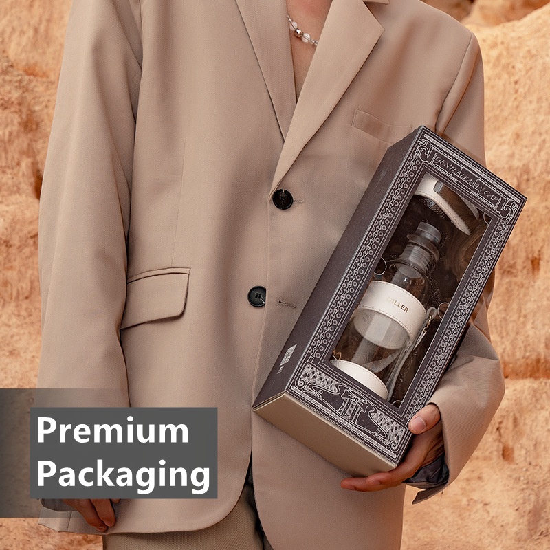 Bình nước DILLER MLH552 bằng thủy tinh có dây đeo da dung tích 510ml / 520ml