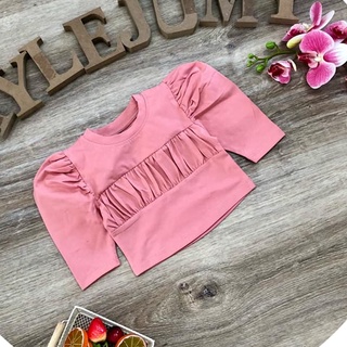 [LÊ SIZE] [SALE] Áo Croptop ôm Tay Phồng (10-55kg) size lớn nhất 1m65, Áo hiphop tay phồng bé gái k12