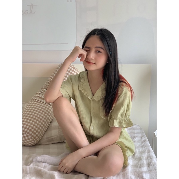 Bộ ngủ nữ muslin LOLLIE STUDIO TKA336 cộc tay