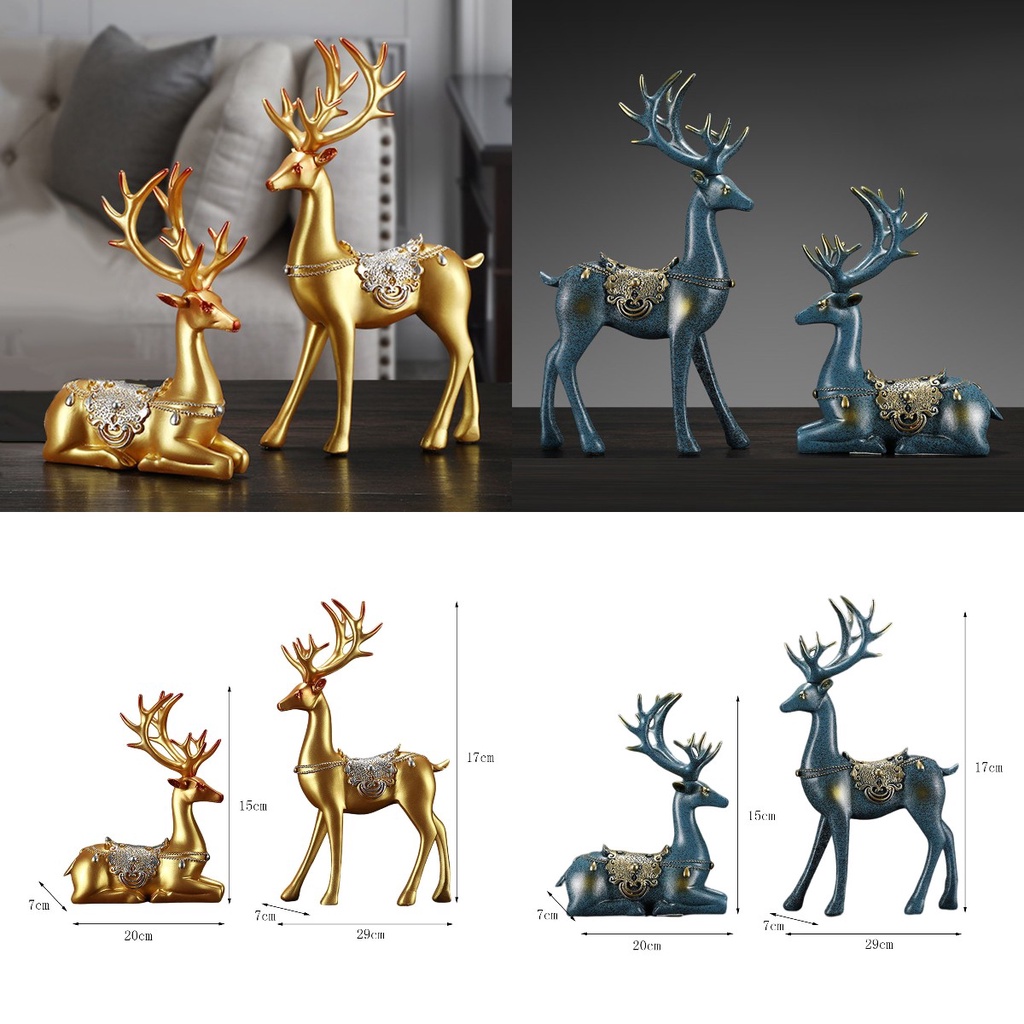 Set 2 tượng trang trí hình hươu phong cách Bắc Âu dùng để trang trí
