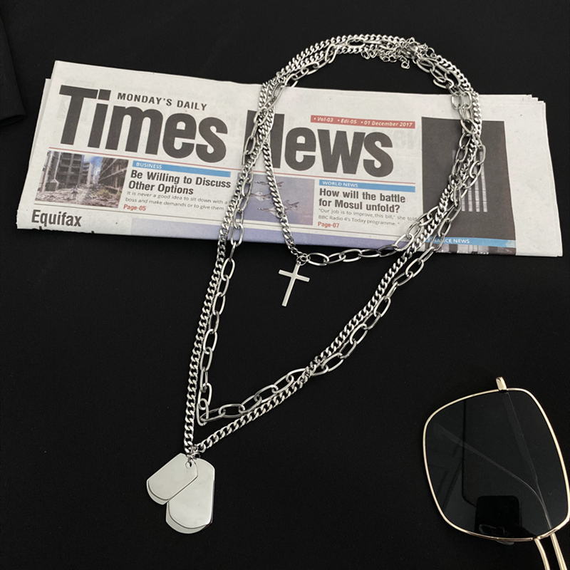 vòng cổ Thép Titan Nhiều Lớp Phong Cách Hiphop Cá Tính