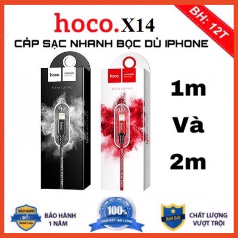 [HCM] Cáp Sạc Dây Dù Hoco X14 cho iPhone hàng chính hãng