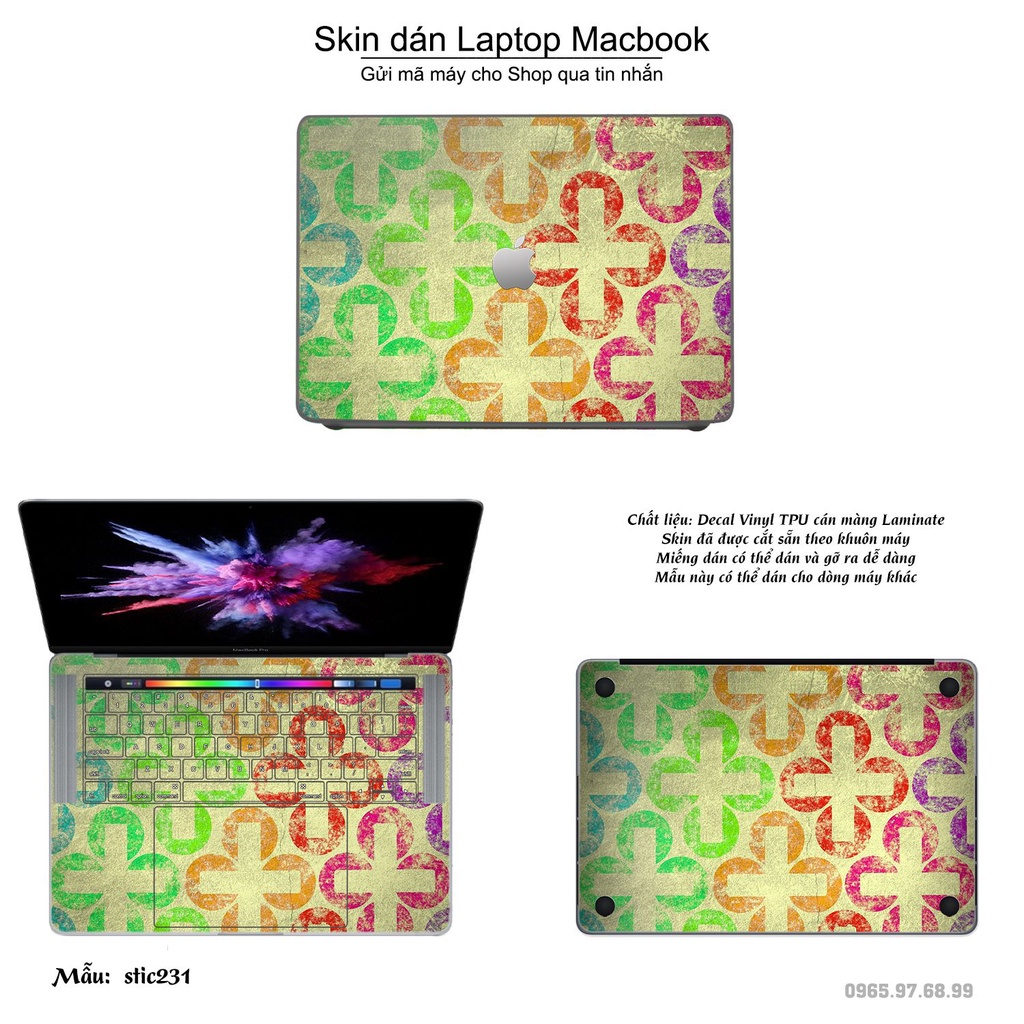 Skin dán Macbook mẫu Hoa văn sticker (đã cắt sẵn, inbox mã máy cho shop)